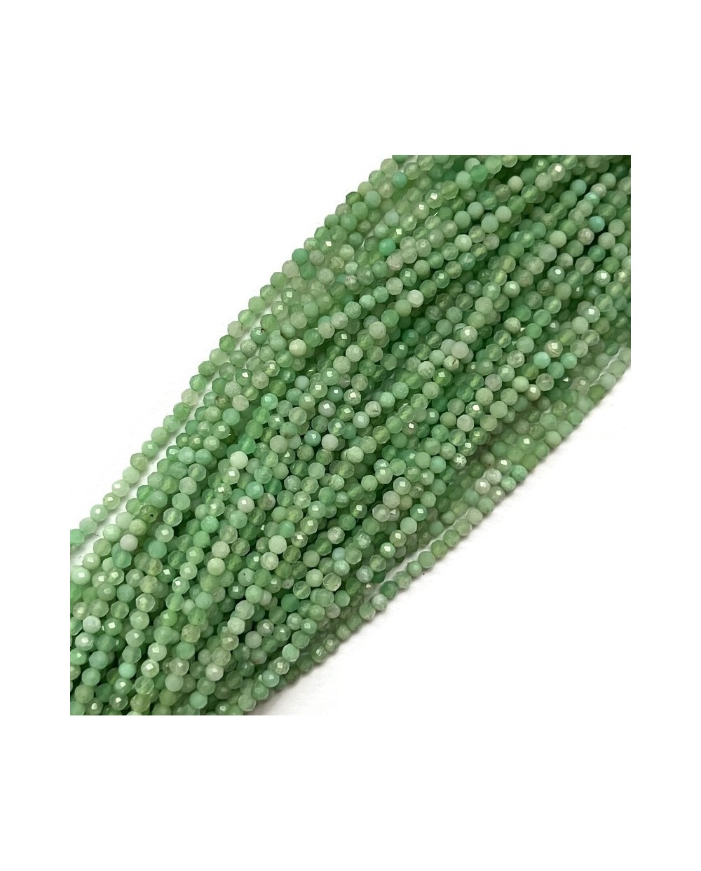 Chryzopraz kulka fasetowana ok 2-2,5mm sznurek