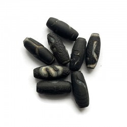 Agat Tybetański beczułka mix 9-12mm czarny - 8 szt.