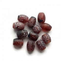 Agat Tybetański beczułka mix 8-10mm czerwony- 12szt.