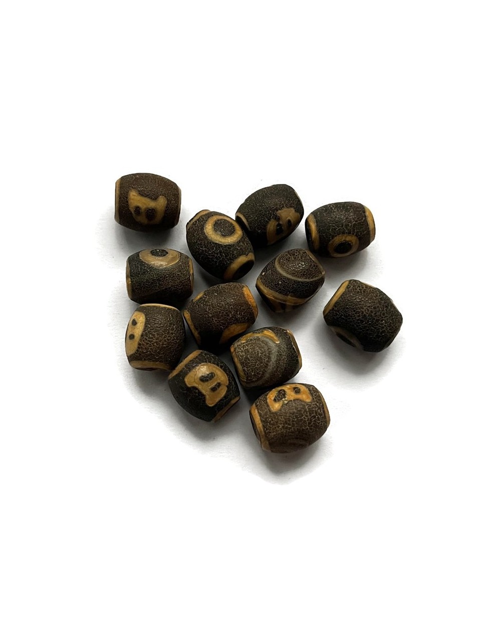 Agat Tybetański beczułka mix 11-13mm brązowy-12 szt.