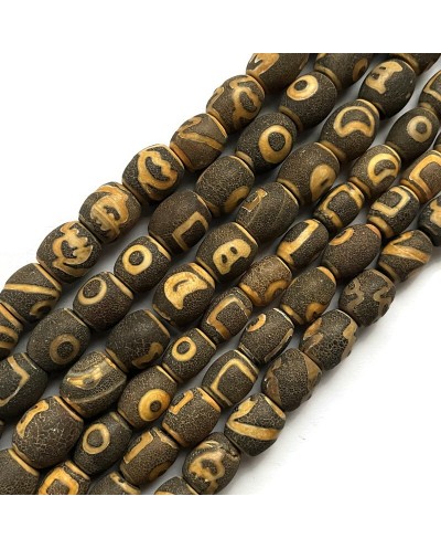 Agat Tybetański beczułka mix 11-13mm brązowy-12 szt.