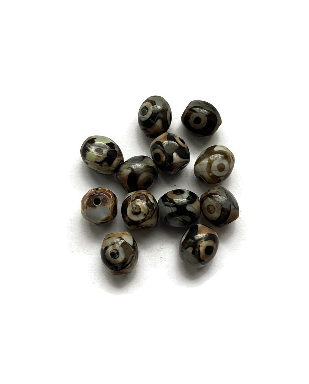 Agat Tybetański oponka mix  9-11mm brązowy- 12szt.
