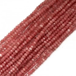 Jadeit oponka fasetowana 4x3mm sznurek różowy