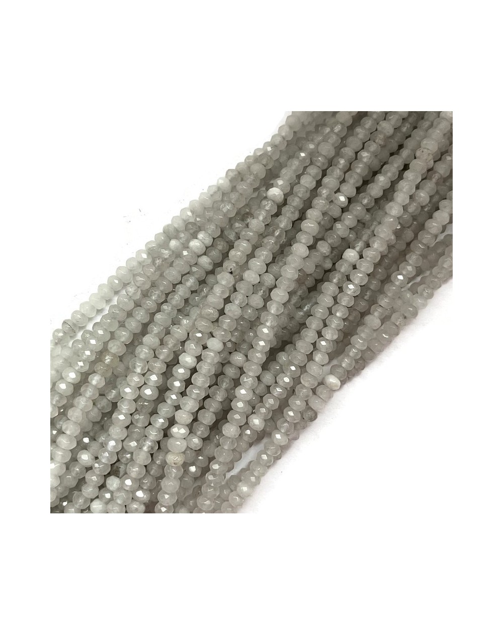 Jadeit oponka fasetowana 4x3mm sznurek biały mix
