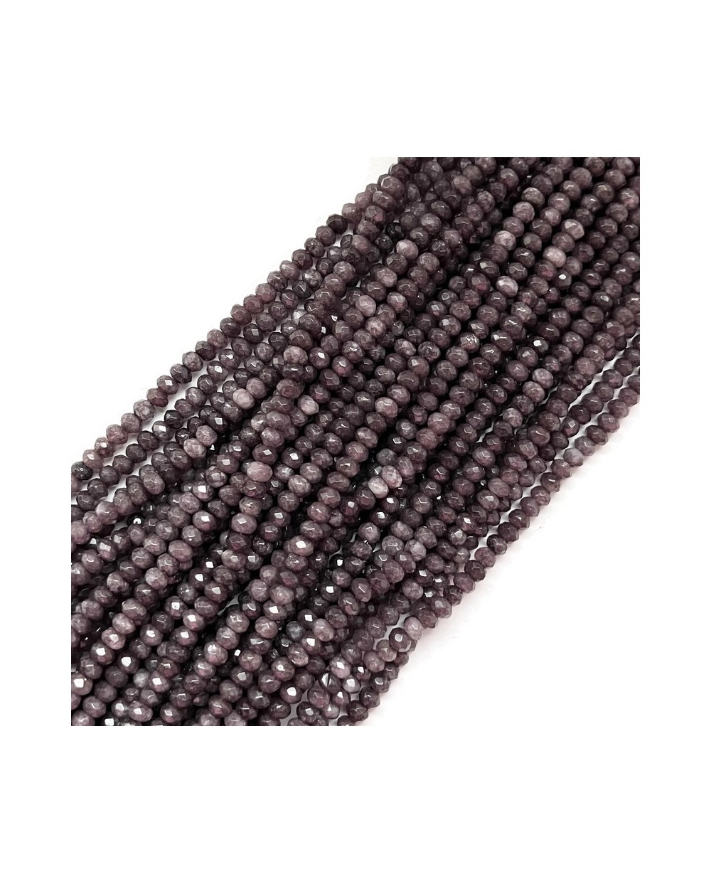 Jadeit oponka fasetowana 4x3mm sznurek fioletowy