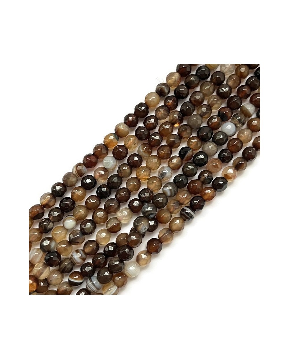 Agat kulka fasetowana 6mm sznurek brązowy mix