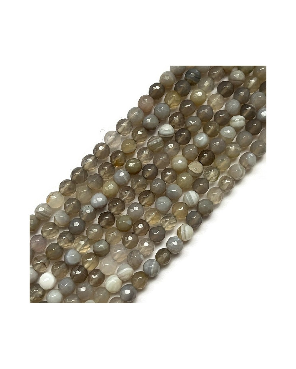 Agat kulka fasetowana 6mm sznurek szary mix