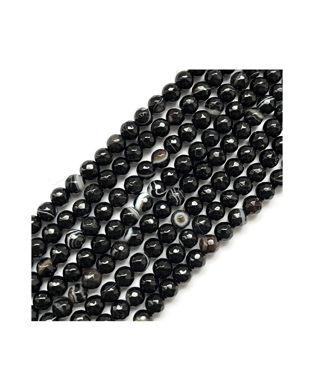 Agat kulka fasetowana 6mm sznurek czarny mix