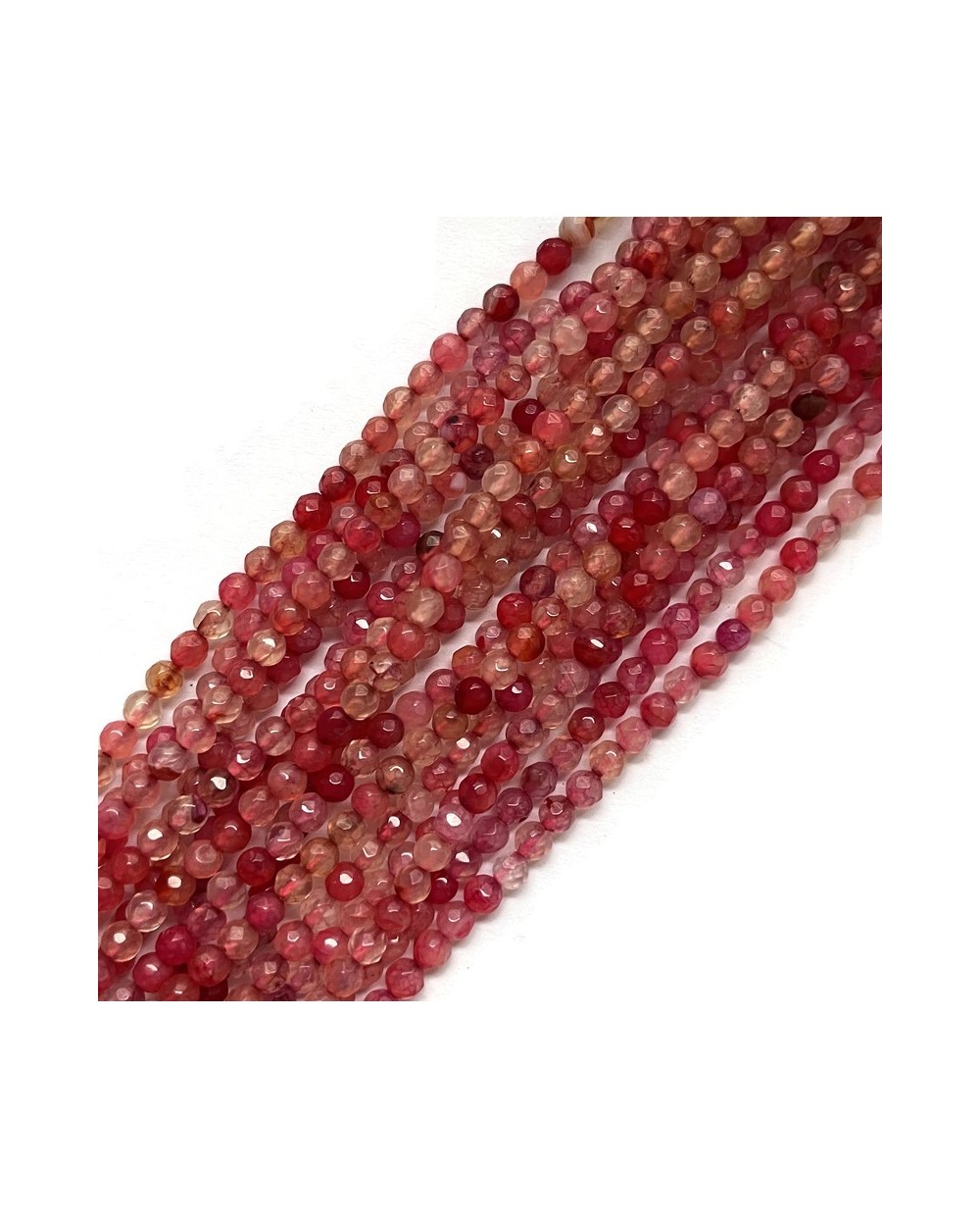 Agat kulka fasetowana ok 4mm mix różowy