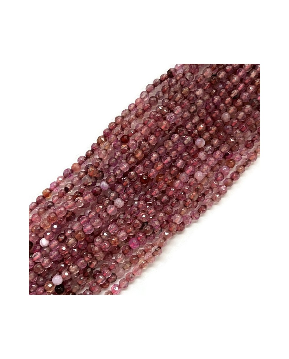 Agat kulka fasetowana ok 4mm mix różowy
