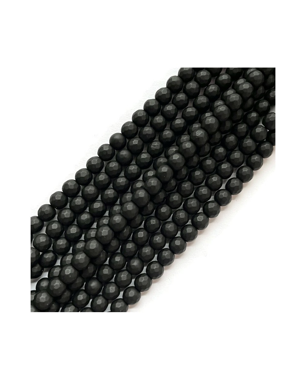 Black Stone kulka 6mm czarny fasetowana matowa sznurek