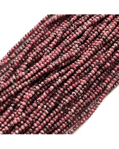 Jadeit oponka fasetowana 4x3mm sznurek mix róż