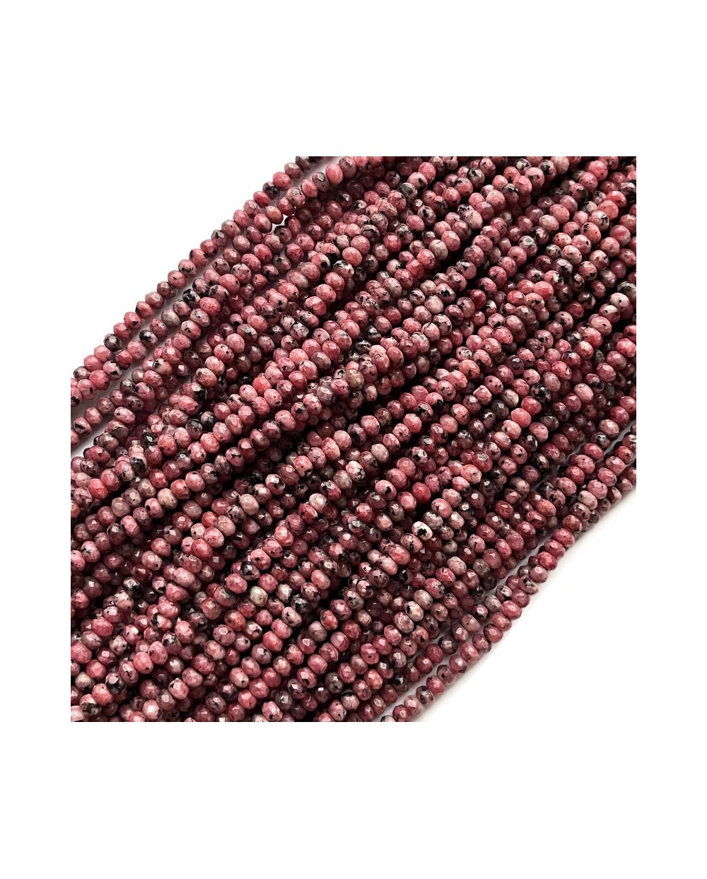 Jadeit oponka fasetowana 4x3mm sznurek mix róż