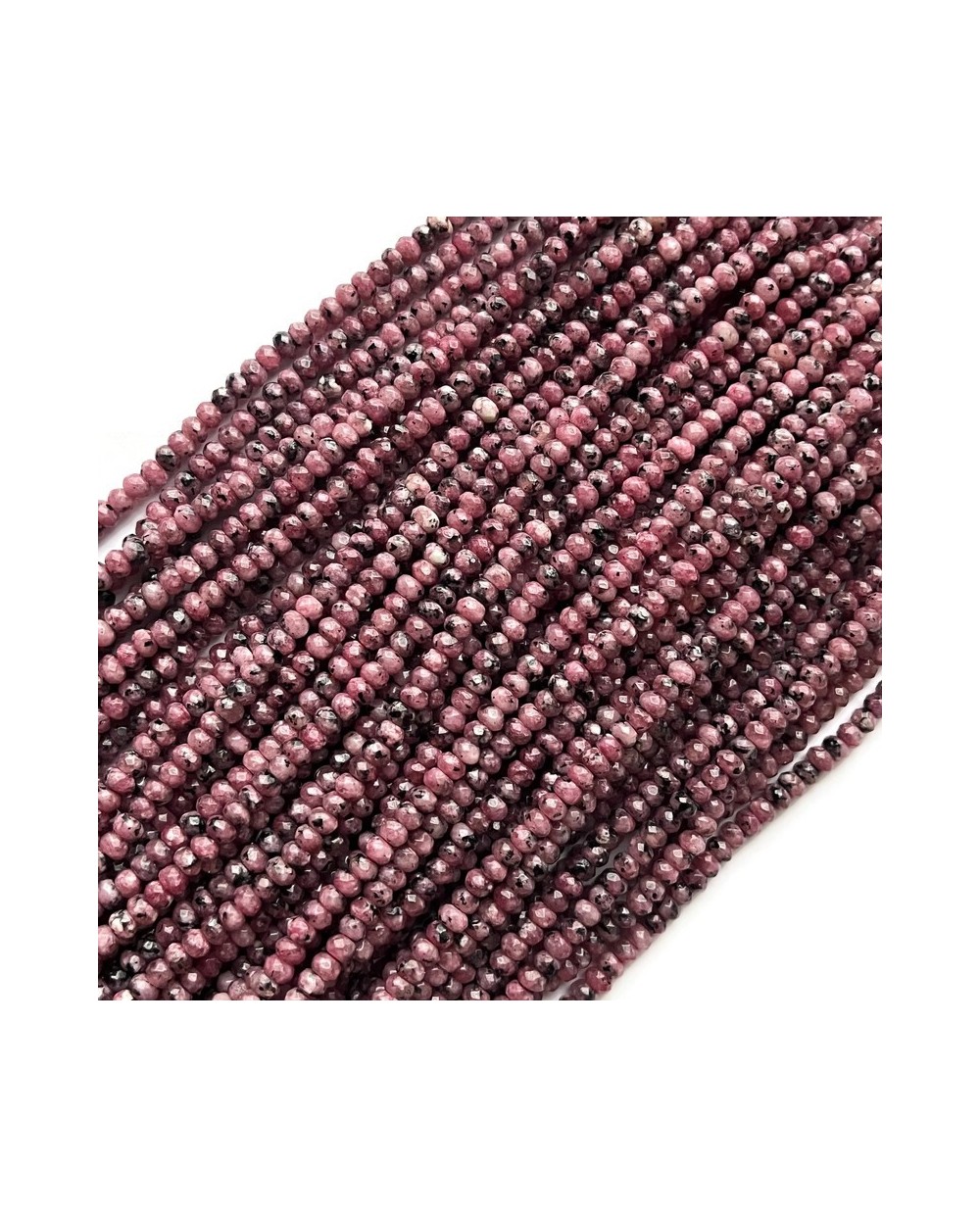 Jadeit oponka fasetowana 4x3mm sznurek mix różowy