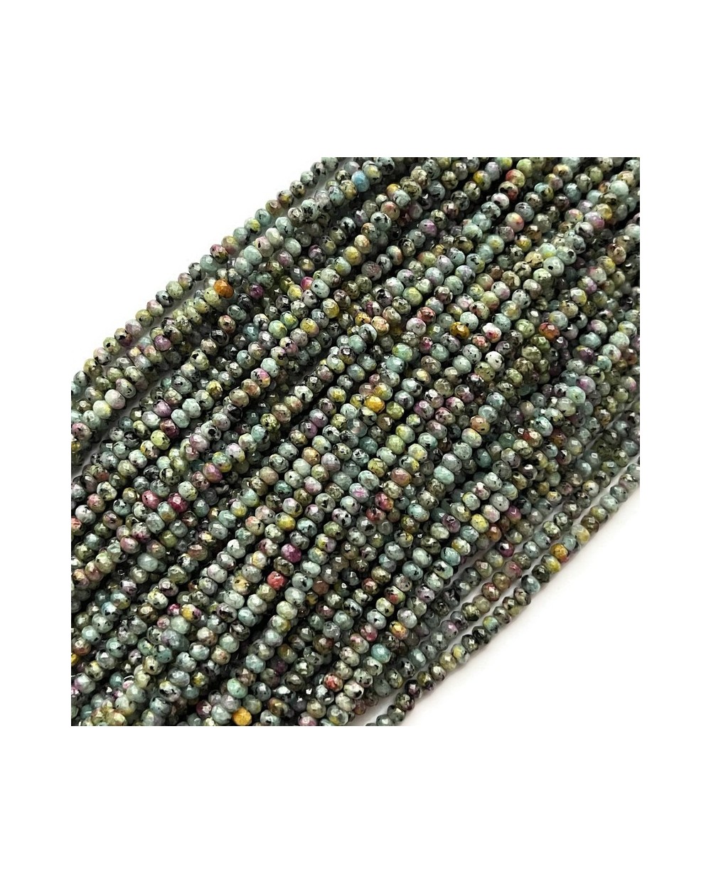 Jadeit oponka fasetowana 4x3mm sznurek miętowy mix