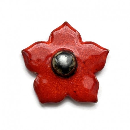 Ceramiczny kwiat czerwony, zawieszka wisior 40-45mm