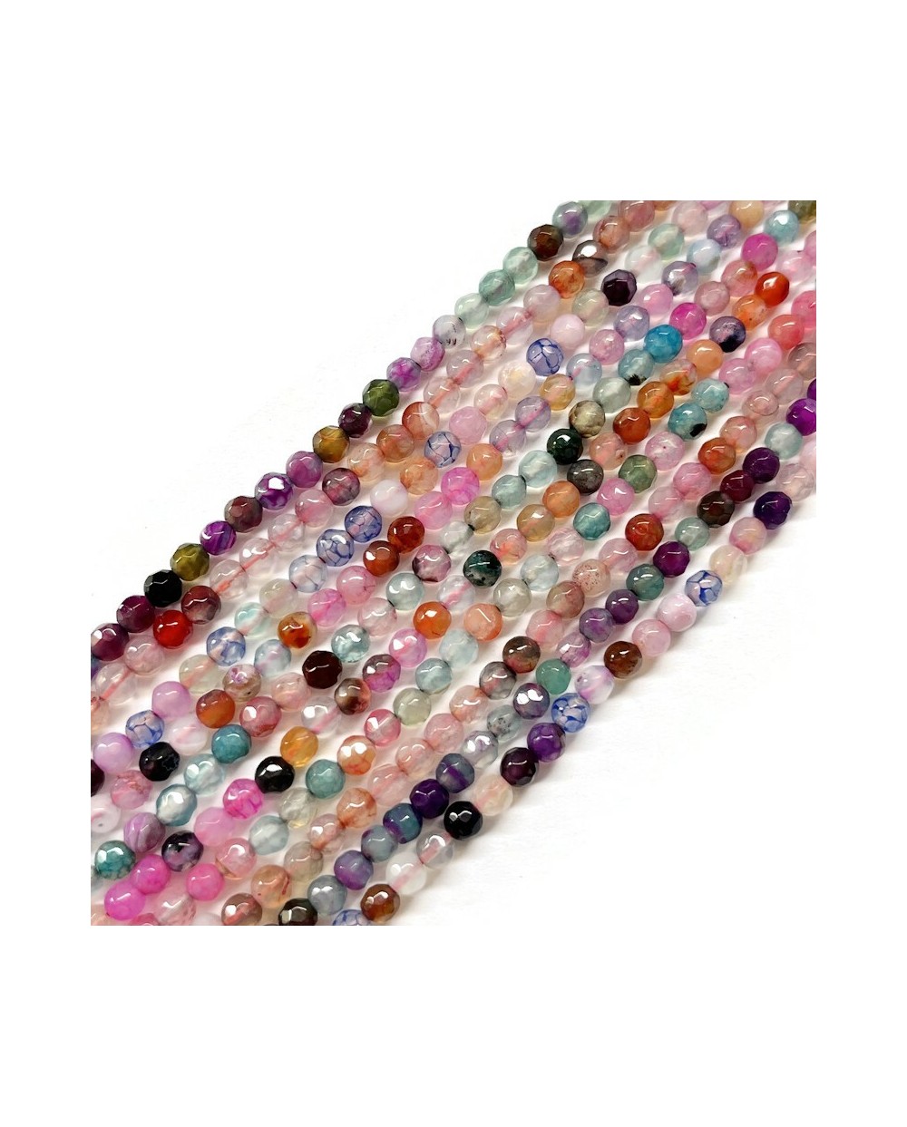 Agat kulka fasetowana 4mm sznurek mix