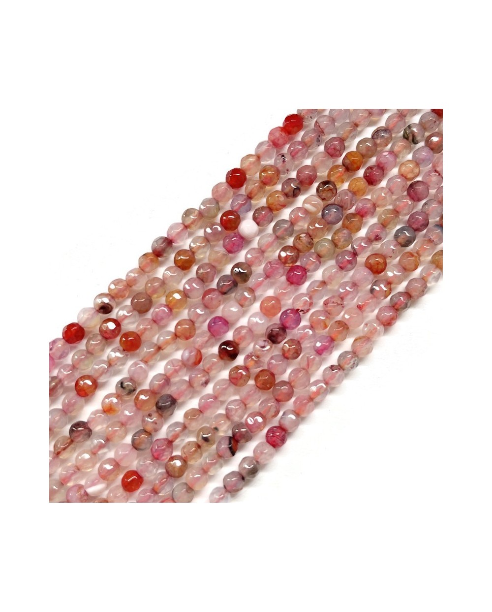 Agat kulka fasetowana 4mm sznurek mix