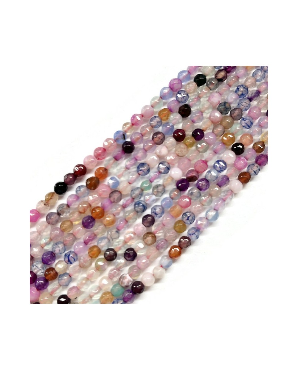 Agat kulka fasetowana 4mm sznurek mix
