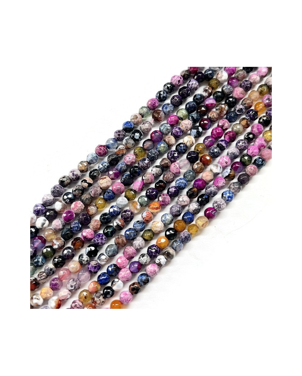 Agat kulka fasetowana 4mm sznurek mix