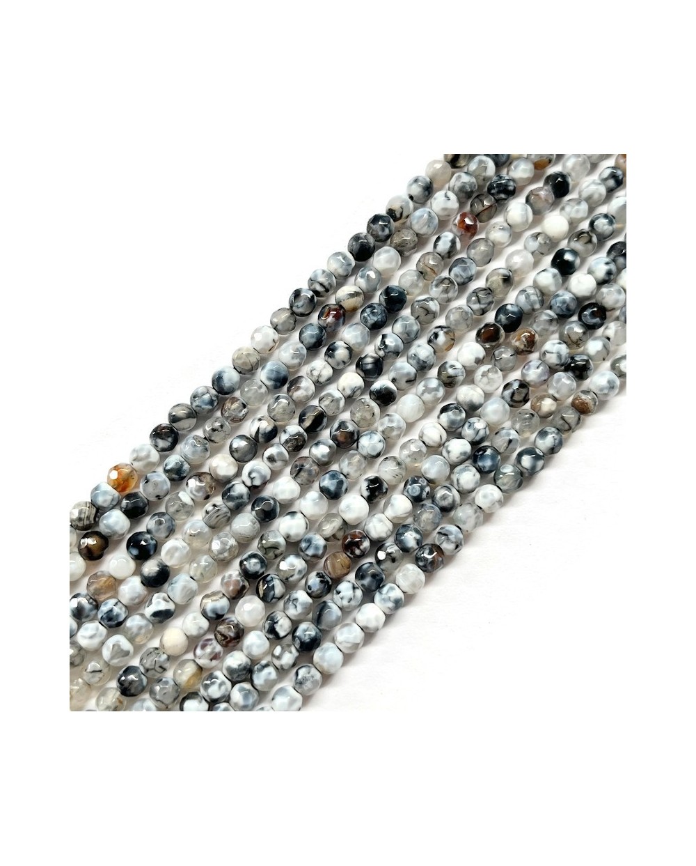 Agat kulka fasetowana 4mm sznurek mix