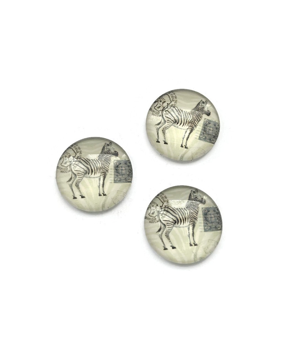 Kaboszon szklany okrągły zebra 25x25mm- 6szt.