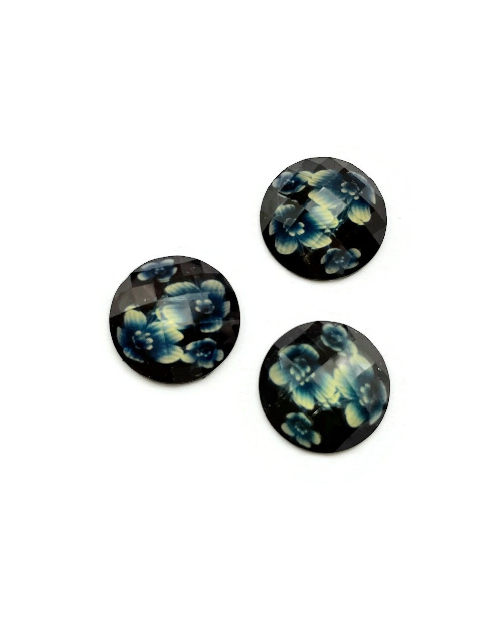 Kaboszon plastikowy niebieskie kwiaty 20x20mm-4szt.