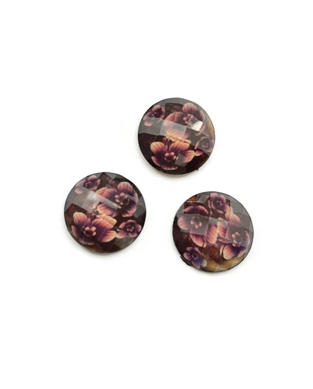 Kaboszon plastikowy różowe kwiaty 20x20mm-4szt.