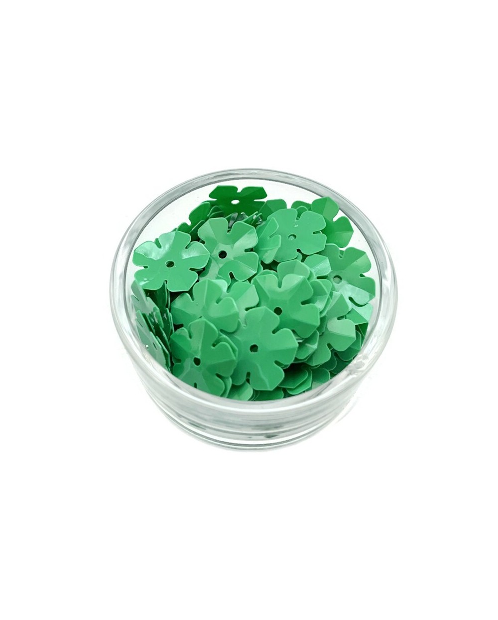 Cekiny gładkie kwiatki zielone14mm