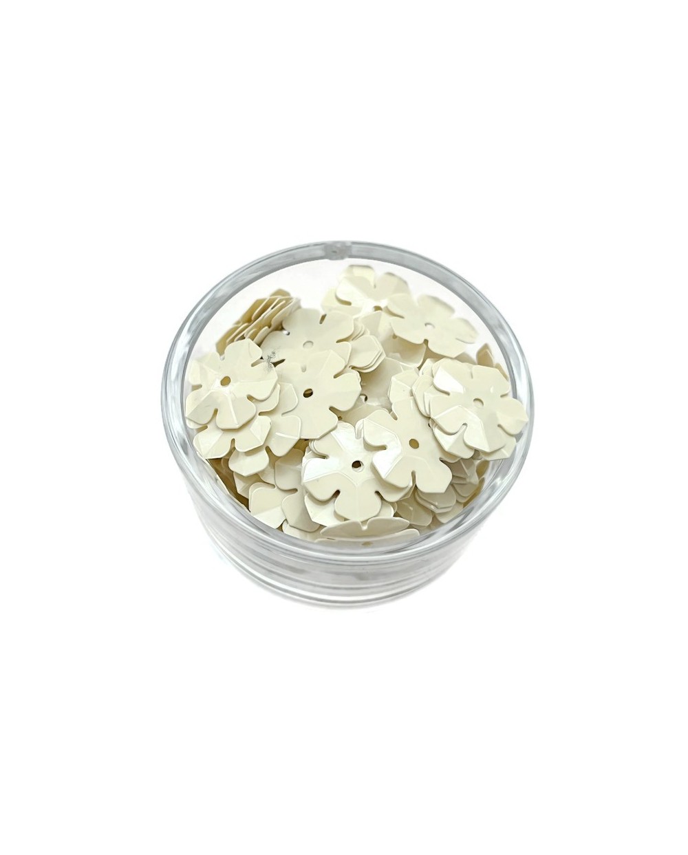 Cekiny gładkie kwiatki ecru 14mm