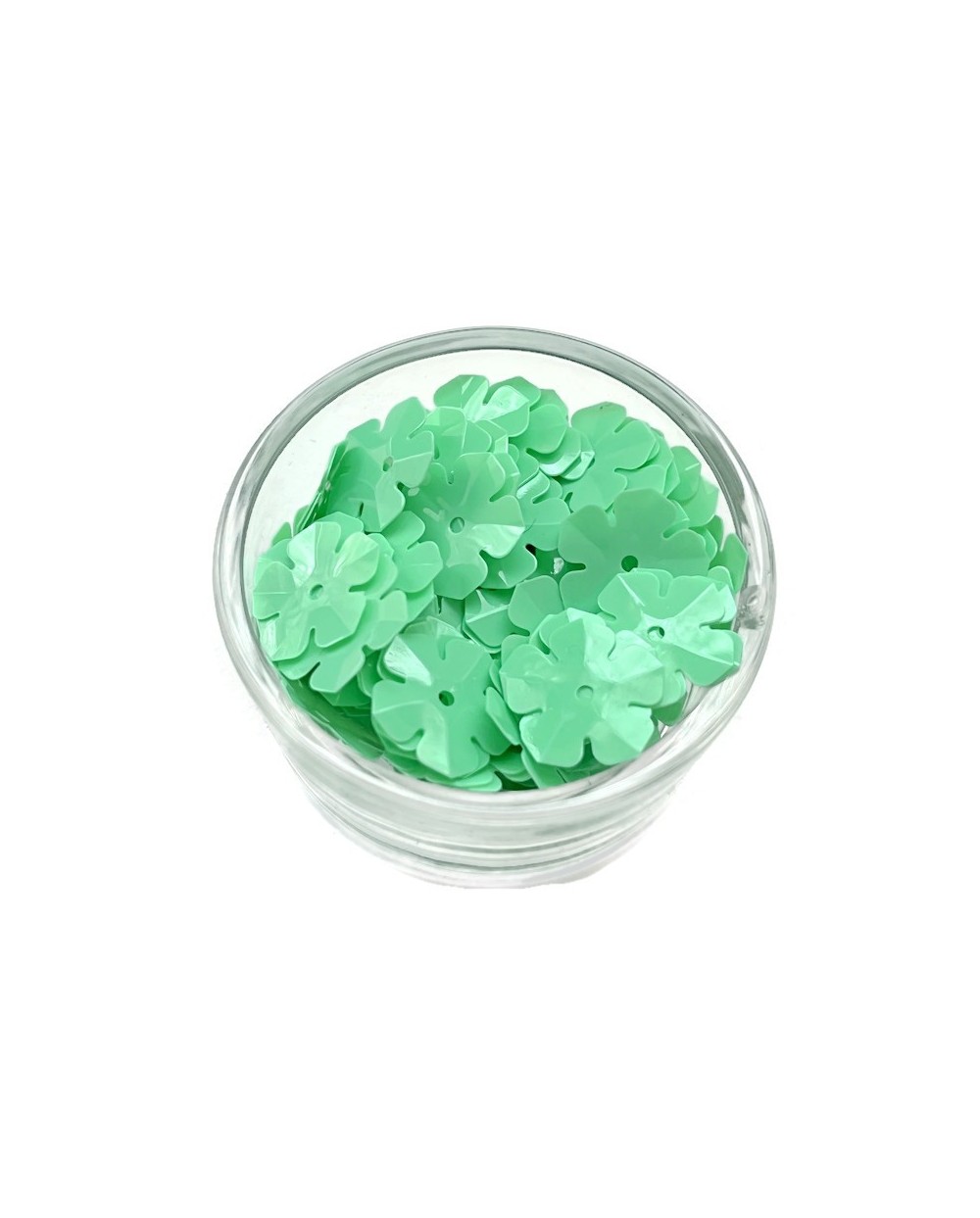 Cekiny gładkie kwiatki jasno zielone 14mm
