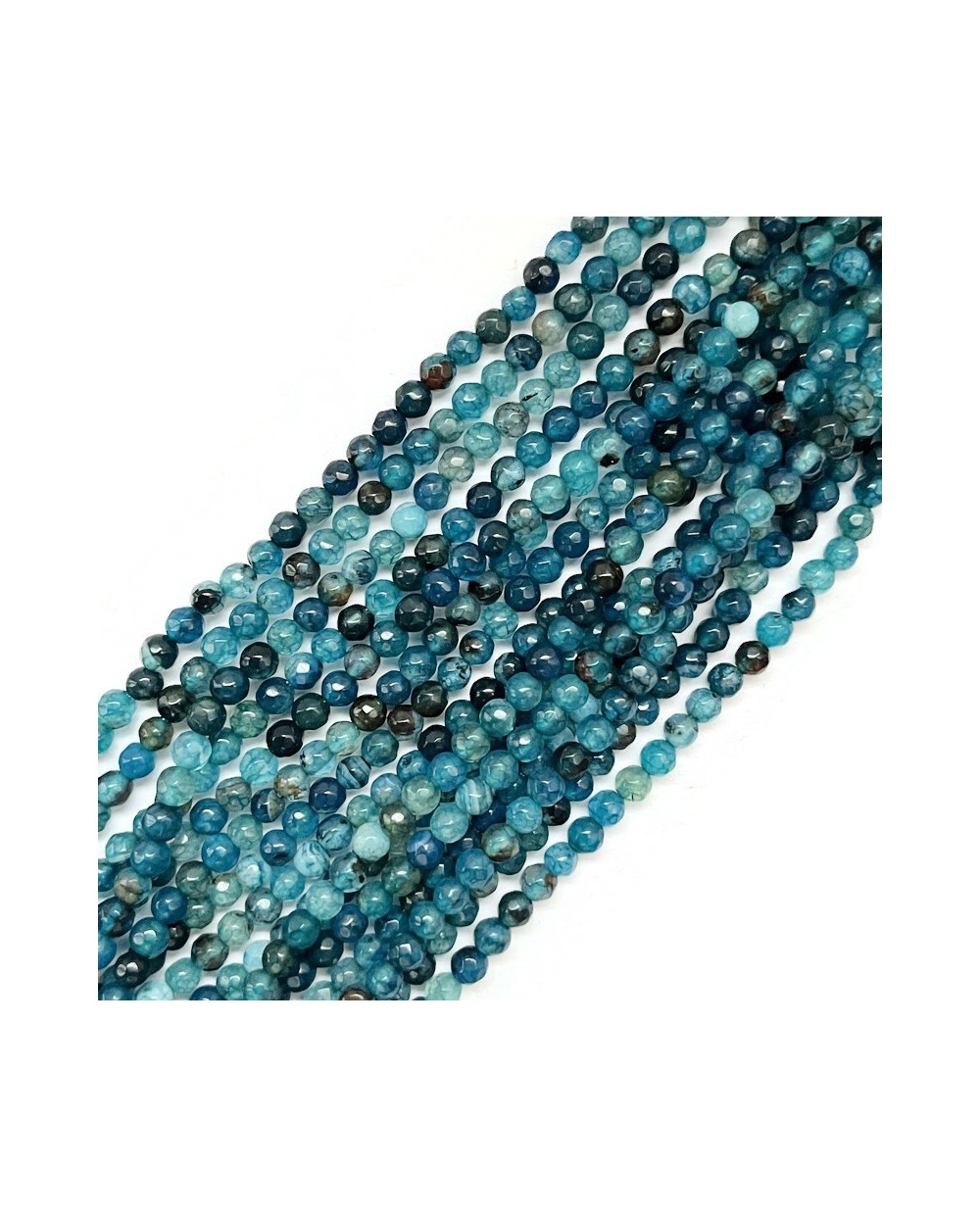 Agat kulka fasetowana 4mm sznurek mix niebieski
