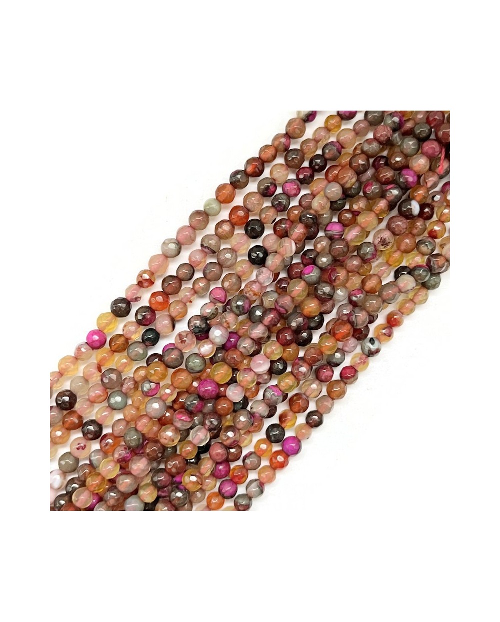 Agat kulka fasetowana 4mm sznurek mix