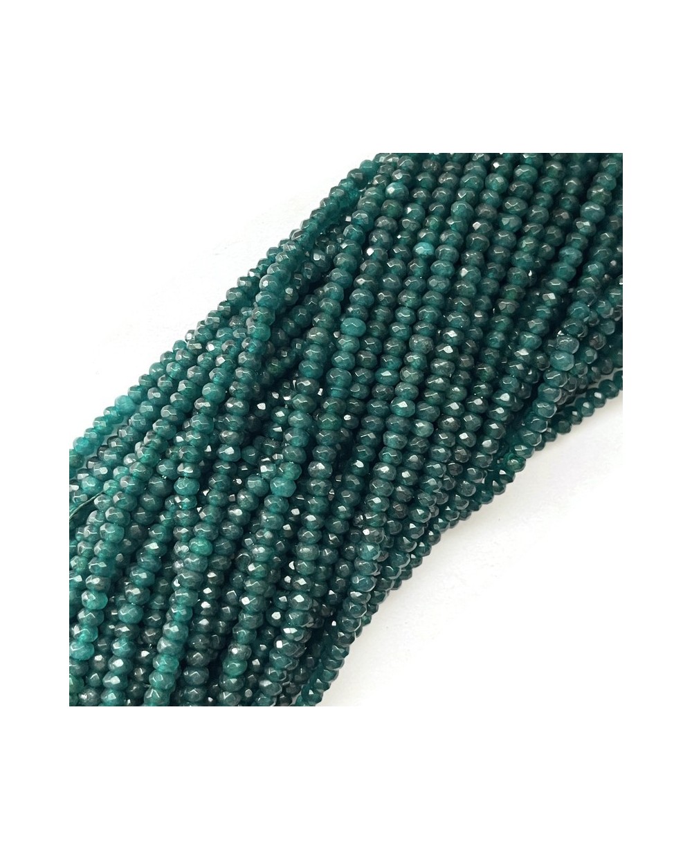 Jadeit oponka 4x3mm sznurek ciemno zielony