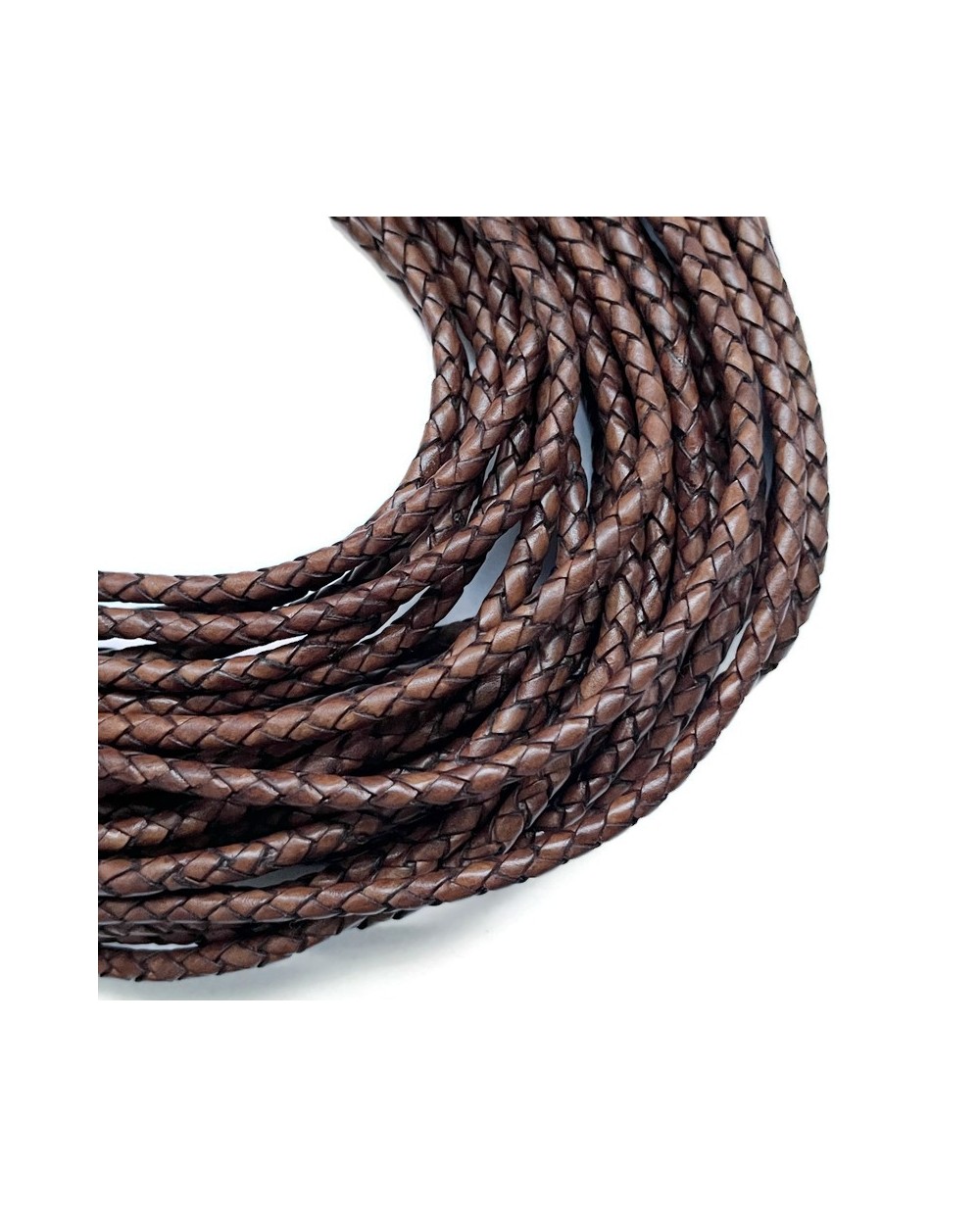 Rzemień naturalny pleciony 4mm - Antique Dark Brown