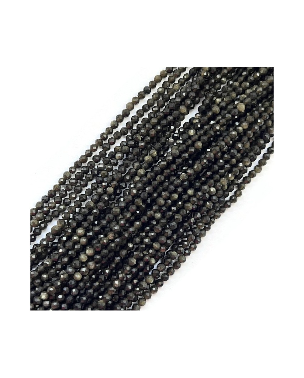 Obsydian zielony kulka  fasetowana ok 3x2,5mm sznurek