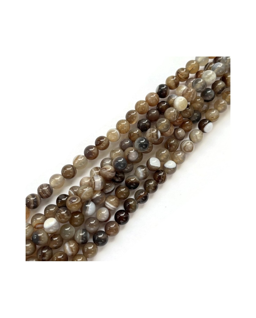 Agat kulka gładka ok 6mm sznurek 19cm brąz