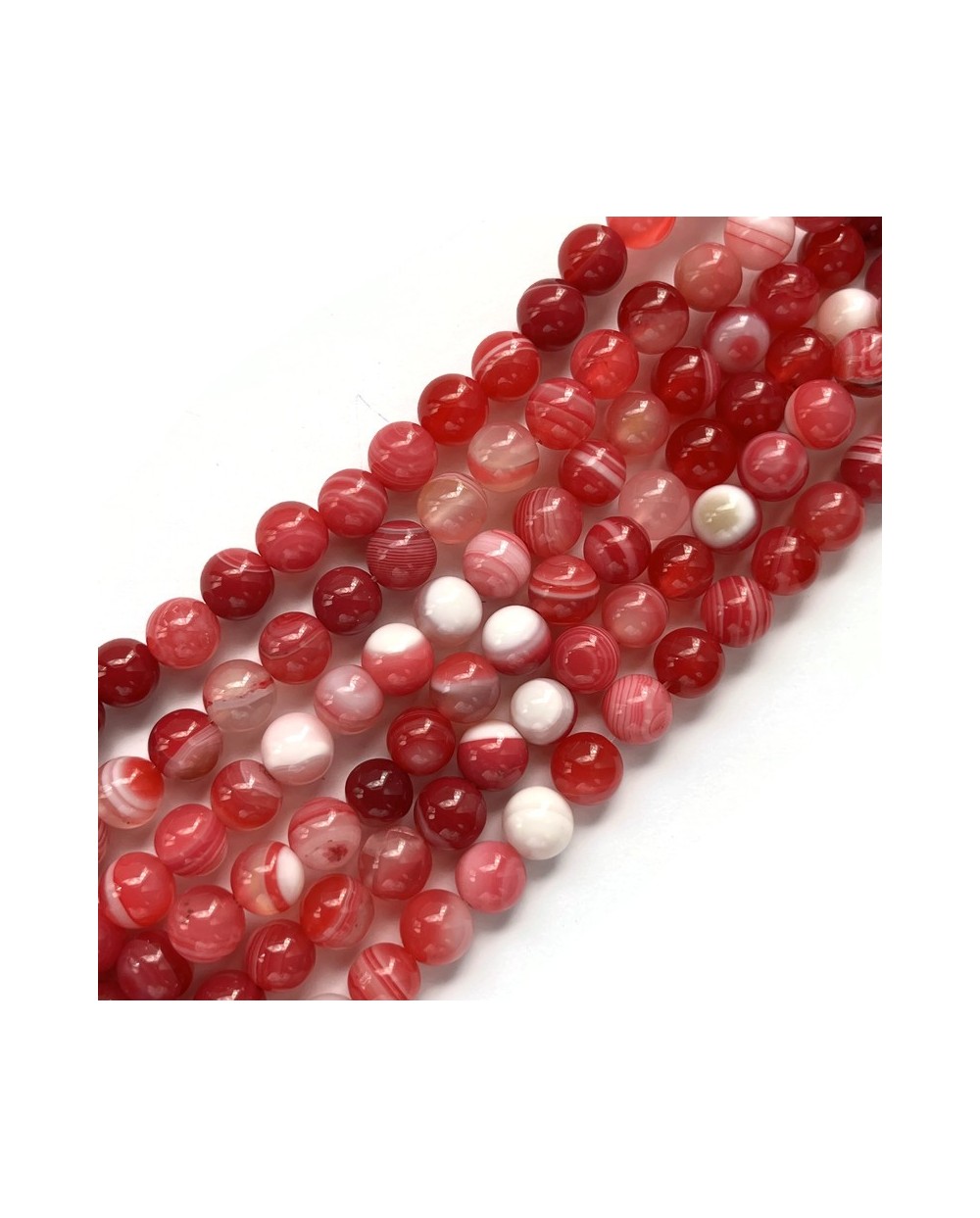 Agat kulka gładka ok 8mm sznurek 19cm różowy