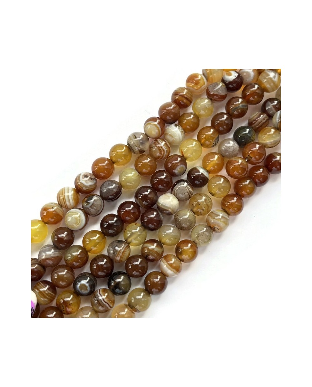 Agat kulka gładka ok 8mm sznurek 19cm jasny brąz