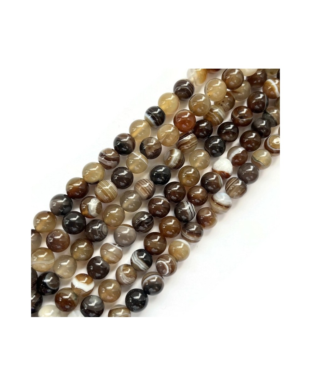 Agat kulka gładka ok 8mm sznurek 19cm  brąz