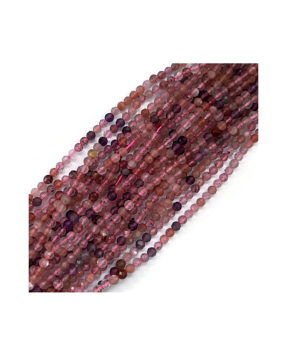 Kwarc super seven kulka fasetowana ok 3mm sznurek