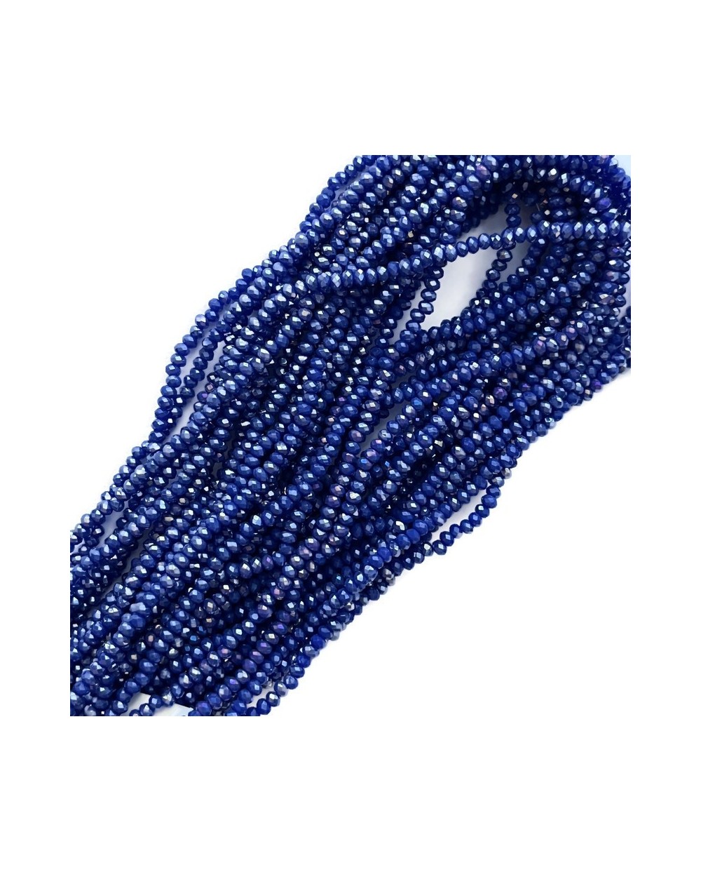 Szkło fasetowane oponka 3x2mm sznur niebieski