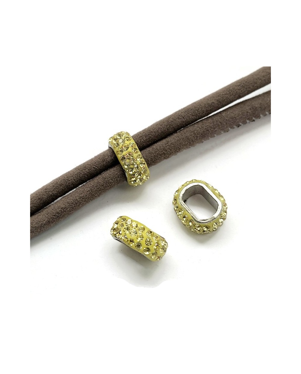 Przekładka z cyrkoniami żółta 16x12mm-1szt.