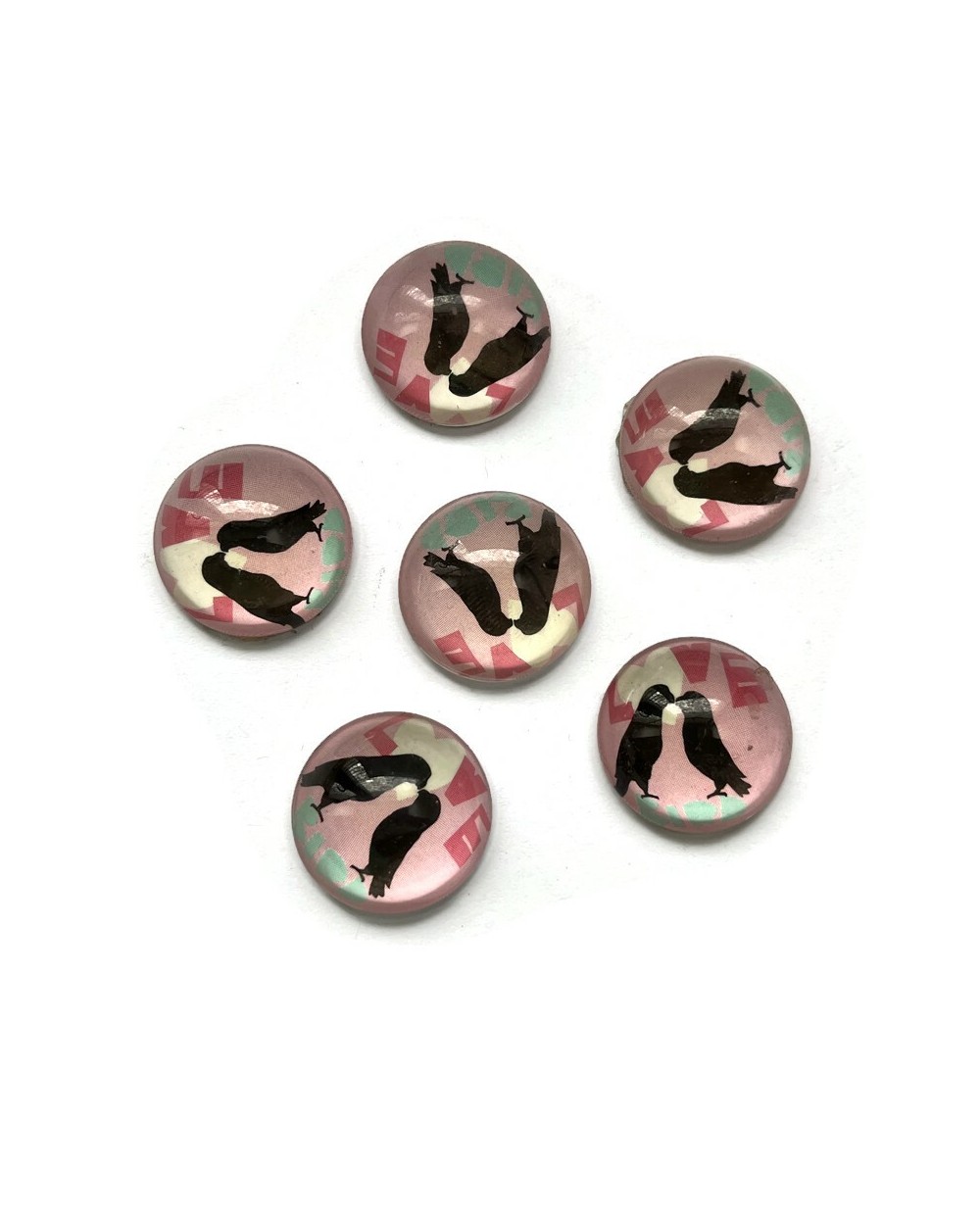 Kaboszon okrągły z ptakami 20x20x8mm-2szt.