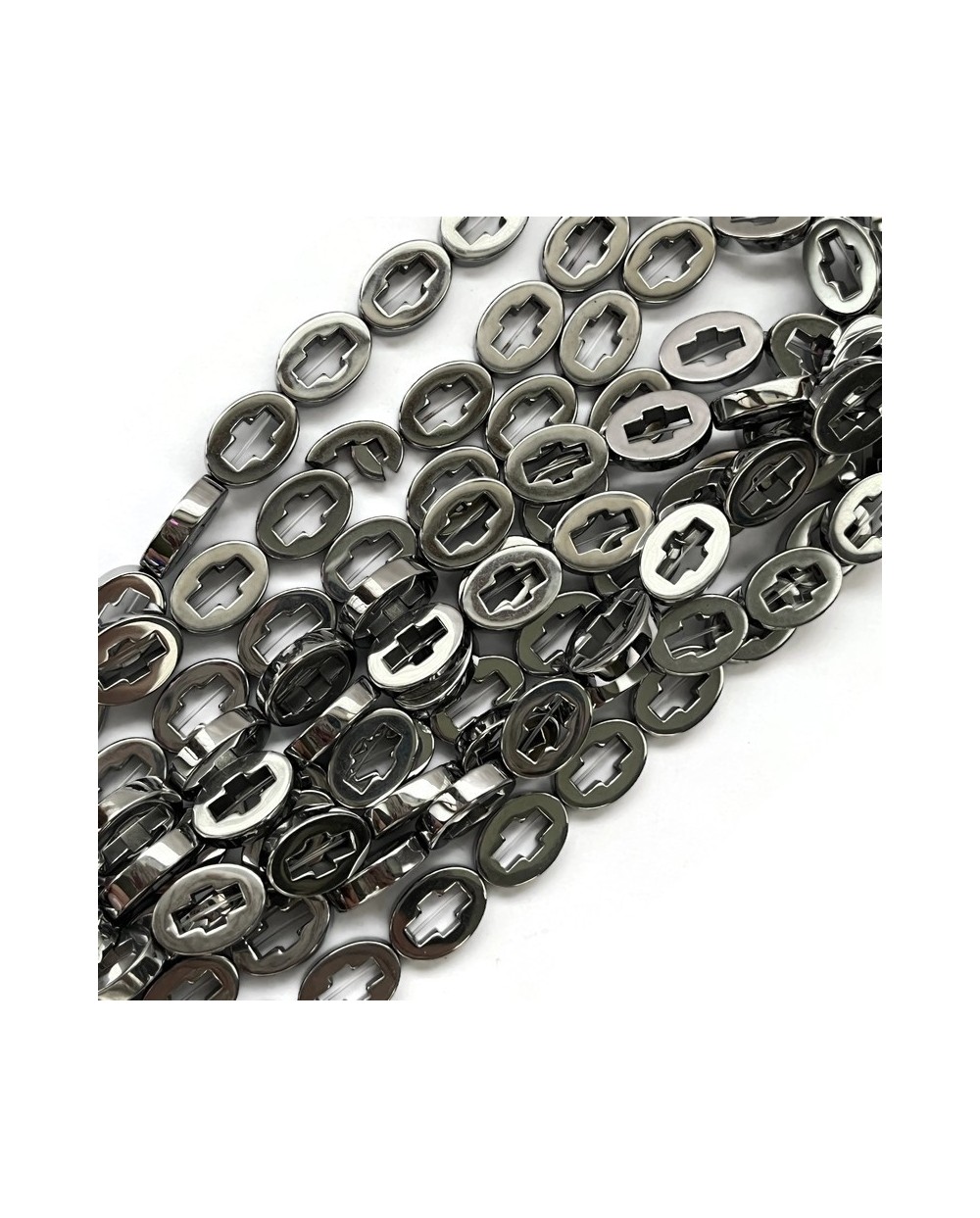 Przekładka hematyt z krzyżykiem 13x10mm srebrny- 1szt.