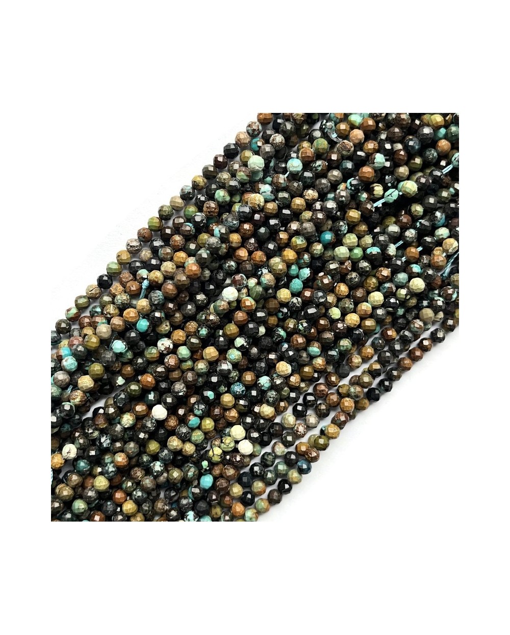Chryzokola z turkusem  kulka fasetowana ok 3mm sznurek mix