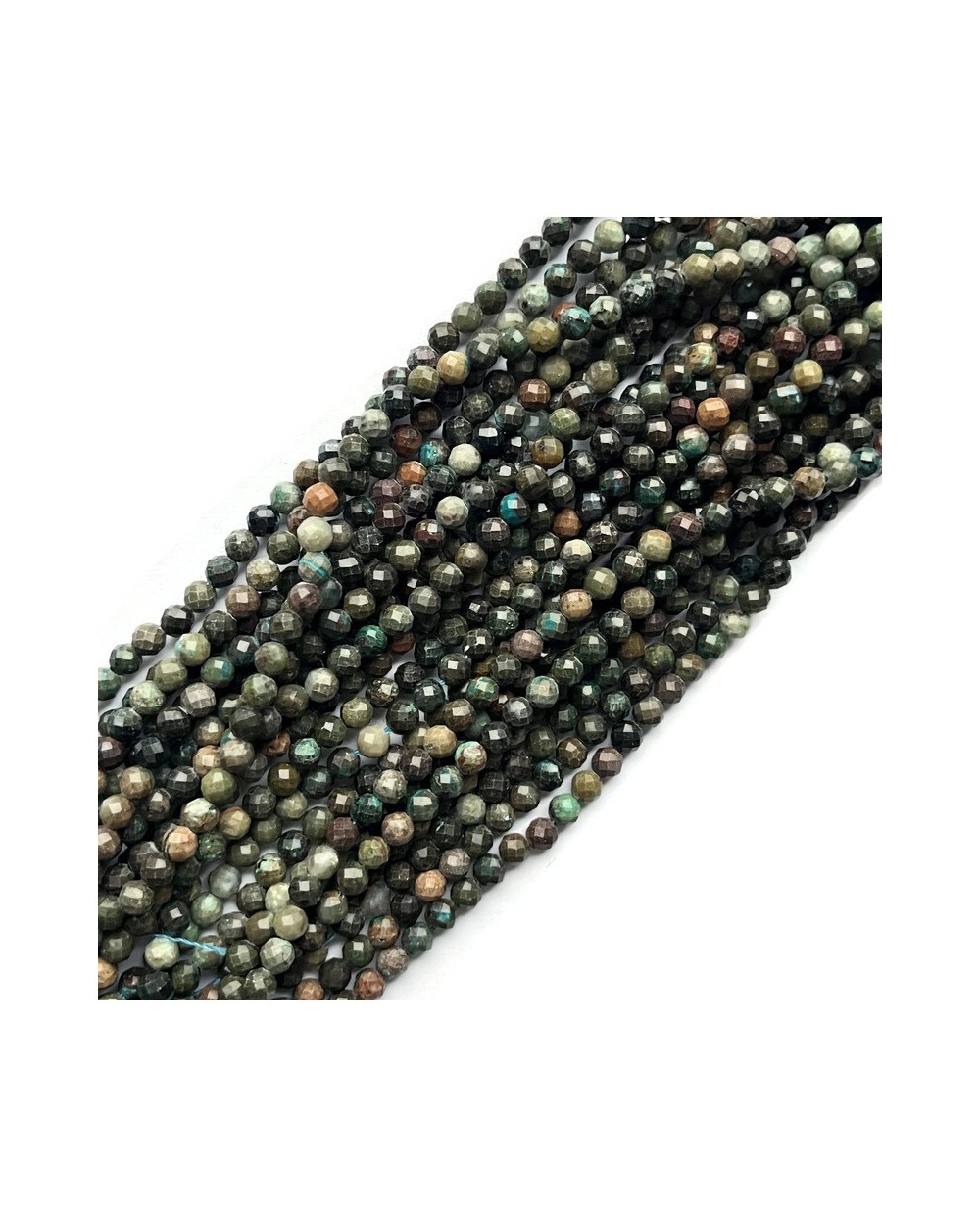 Chryzokola z turkusem  kulka fasetowana ok 3,5-4mm sznurek mix