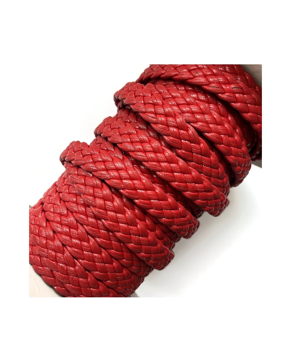 Rzemień pleciony płaski czerwony 15x4mm-1 metr.