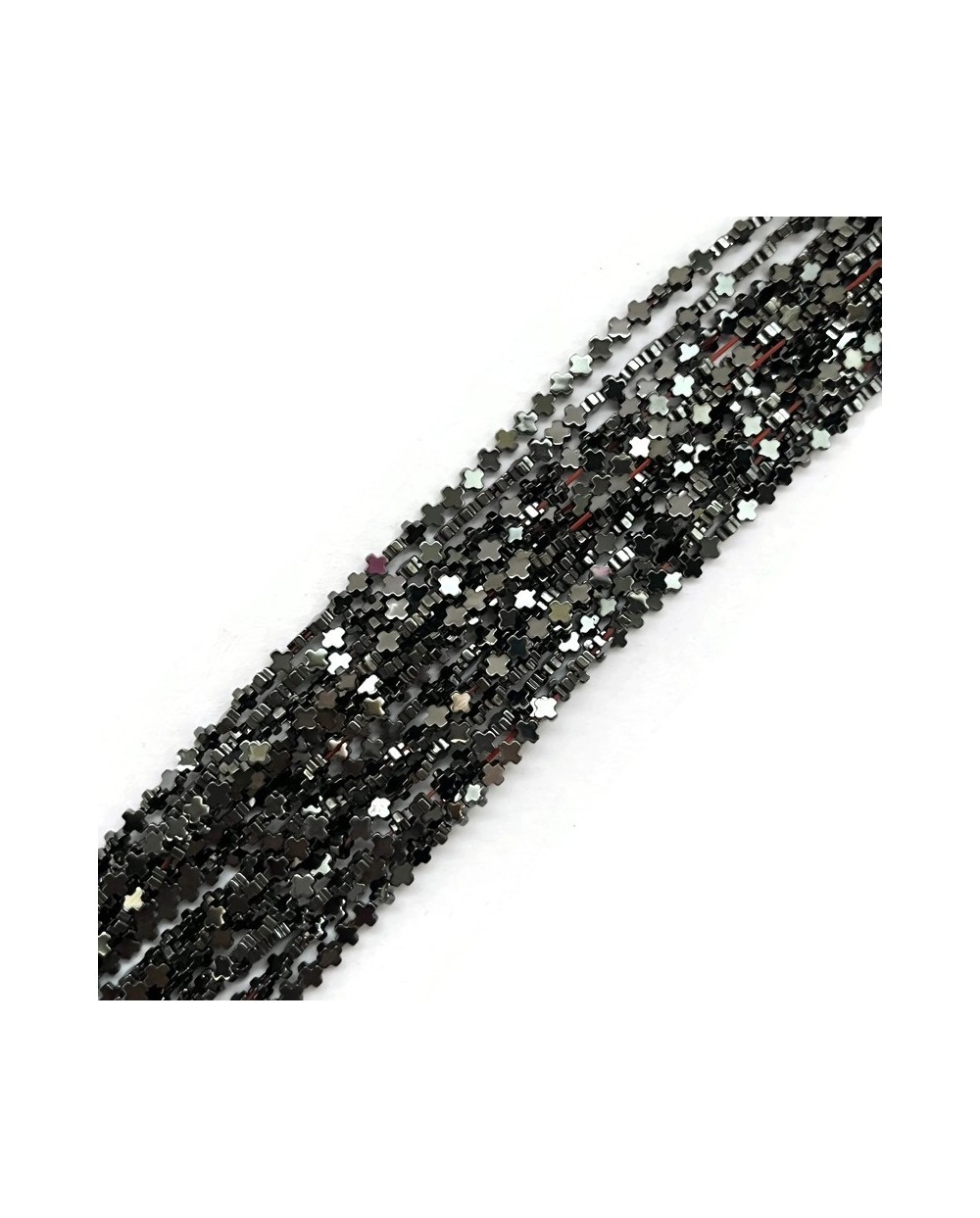Hematyt krzyżyk gładki 3x3mm sznurek czarny