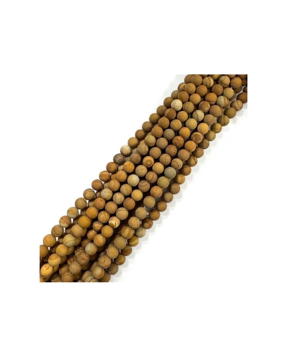 Skamieniałe drewno kulka matowa  ok 6mm brąz mix sznurek